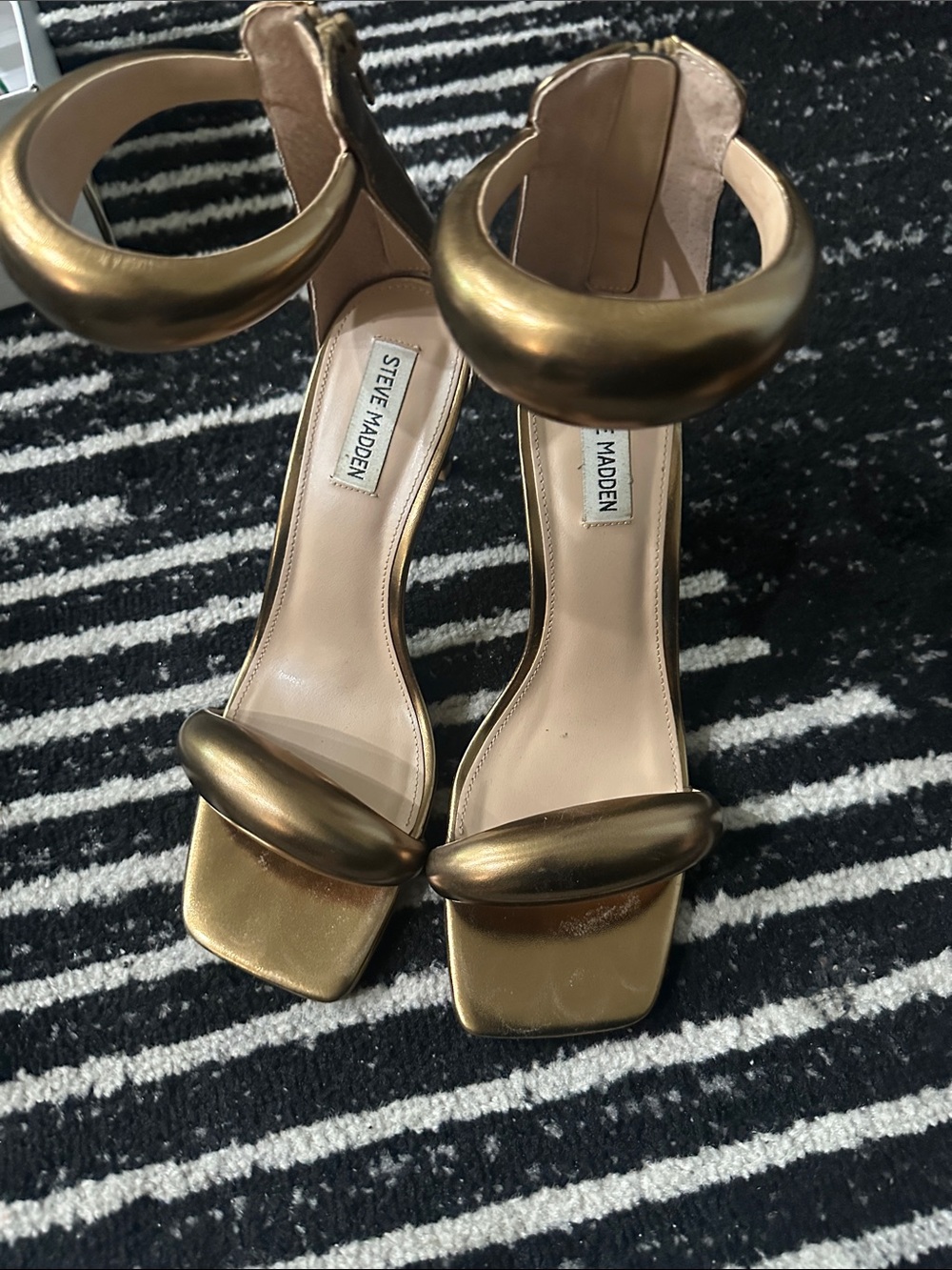 Steve Madden Gold Metallic Ankle-Strap Heels